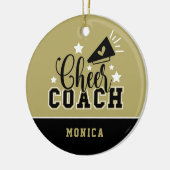 Cute Cheer Coach, speciaal gepersonaliseerd goud e Keramisch Ornament (Links)