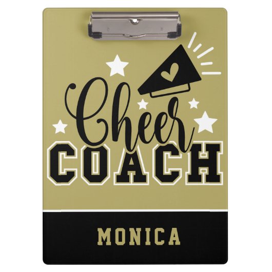 Cute Cheer Coach, speciaal gepersonaliseerd goud e Klembord (Voorkant)