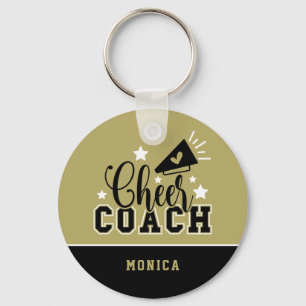 Cute Cheer Coach, speciaal gepersonaliseerd goud e Sleutelhanger