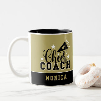 Cute Cheer Coach, speciaal gepersonaliseerd goud e Tweekleurige Koffiemok
