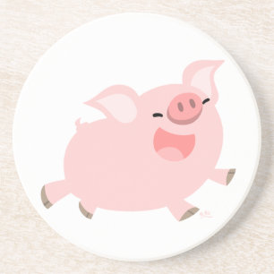 Cute Cheerful Cartoon Pig Onderzetter