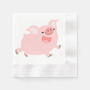 Cute Cheerful Cartoon Pig Paper Napkins Servetten