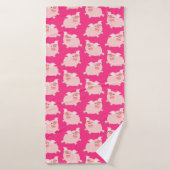 Cute Cheerful Cartoon Pigs Pattern Badhanddoek (Badhanddoek)