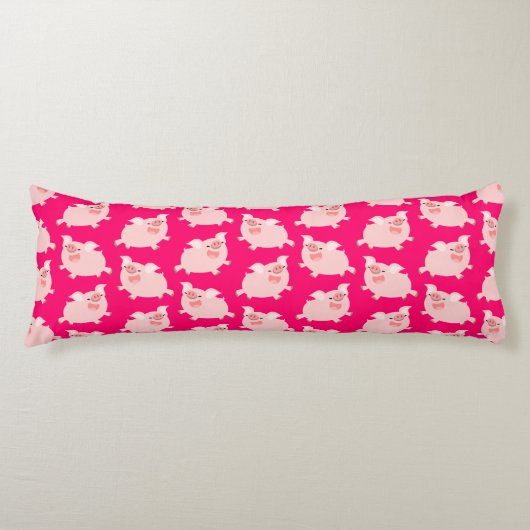 Cute Cheerful Cartoon Pigs Pattern Lichaamskussen (Voorkant)