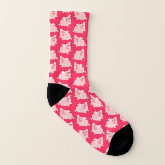 Cute Cheerful Cartoon Pigs Pattern Sokken (Links binnenkant)