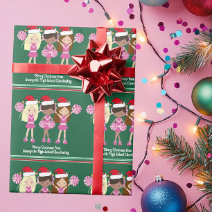 Cute Cheerlead Squad Green Custom Kerstmis Cadeaupapier