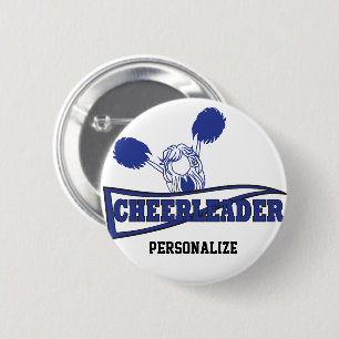 Cute Cheerleader Girl   DIY-naam   Donkerblauw Ronde Button 5,7 Cm