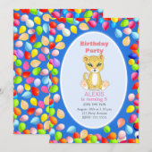 Cute Cheetah & Balloons 5e verjaardag Kaart (Voorkant / Achterkant)