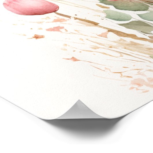 Cute Cheetah Cub Pastel Waterverf Spring Flowers Poster (Hoek)