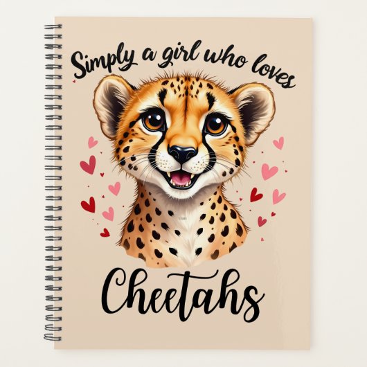 Cute Cheetah Lover Faune Art avec accents de coeur (Devant)