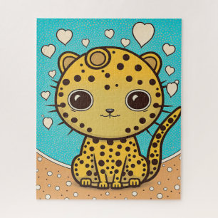 Cute Cheetah met hart voor liefde en valentijn Legpuzzel