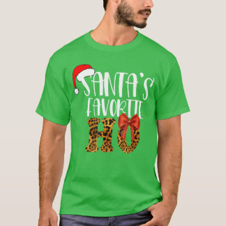 Cute Cheetah Santas Favorite Ho Christmas Funny Na T-shirt