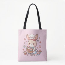 Cute Chef Bunny Roze Canvas Tas