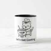 Cute Chef Cat Cooking Soup Mok (Midden)