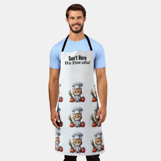 Cute Chef Chat Tout-Sur-Imprimé Tablier (Porté)