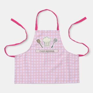 Cute Chef Cooking Personalized Pink Gingham Schort