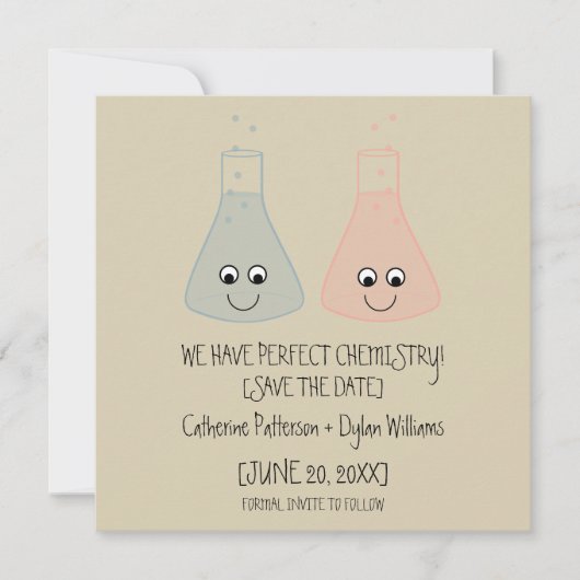 Cute Chemistry Save the Date Invite (Voorkant)