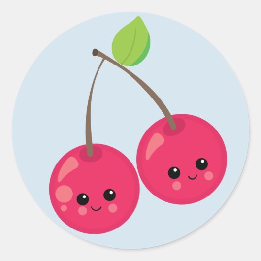 Cute Cherries Ronde Sticker (Voorkant)