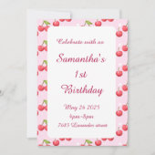Cute Cherry 1er Anniversaire Fête Invitation (Devant)