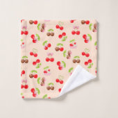 Cute Cherry and Bow Pattern Sweet Aesthetic (Gant de toilette)