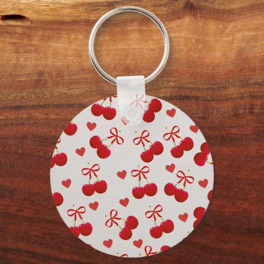 Cute Cherry and Heart Pattern Keychain (Achterkant)