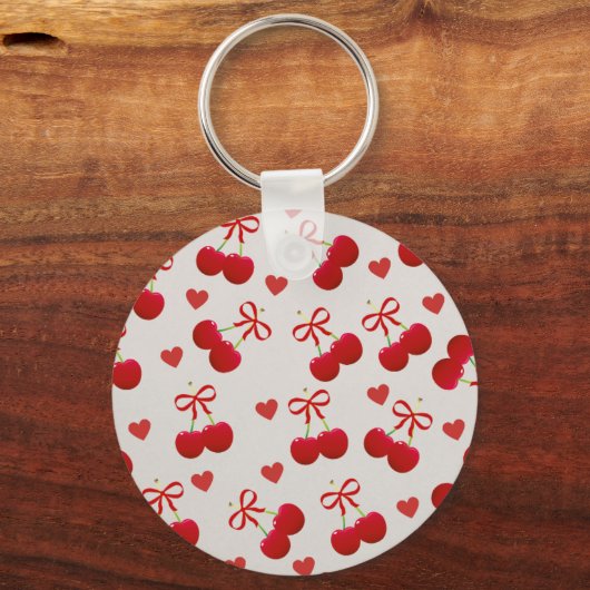Cute Cherry and Heart Pattern Keychain (Voorkant)