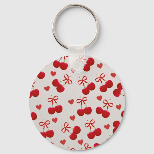 Cute Cherry and Heart Pattern Keychain (Achterkant)