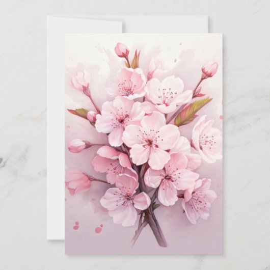 Cute Cherry Blossoms Anniversaire Fête Invitations (Dos)
