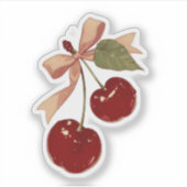Cute Cherry Bow Aesthetic Sticker (Devant)