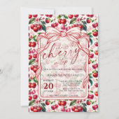 Cute Cherry Bow Themed Baby Shower Invitation (Devant)