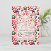 Cute Cherry Bow Themed Baby Shower Invitation (Debout devant)