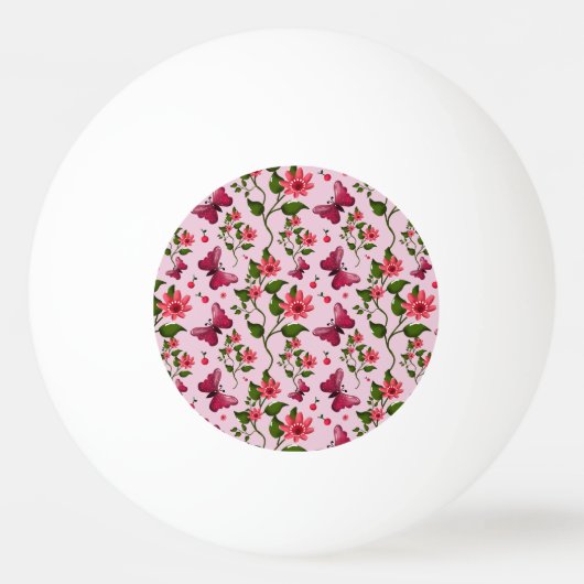 Cute Cherry Butterfly Pattern, Glossy Kawaii Fruit Pingpongballen (Voorkant)