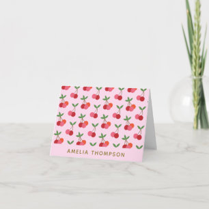 Cute Cherry Fruit Pattern Red Roze gepersonaliseer Kaart