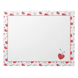 Cute Cherry Hearts Boho Scandinavian Valentine  Notitieblok
