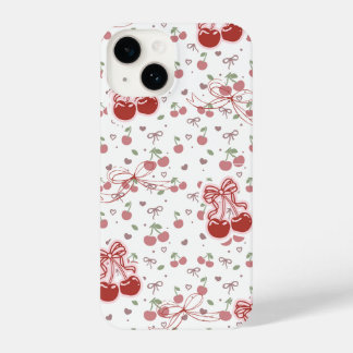 Cute Cherry iPhone 14 Case with Hearts & Bows iPhone 14 Hoesje