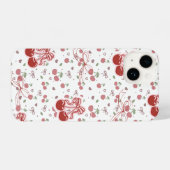 Cute Cherry iPhone 14 Case with Hearts & Bows iPhone Hoesje (Achterkant horizontaal)