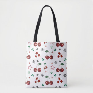 Cute Cherry Pattern Mint Green Cottagecore Draagtas
