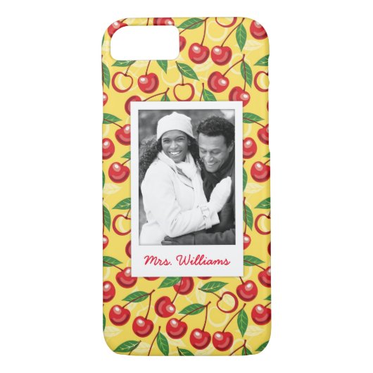 Cute Cherry Pattern | Monogram Case-Mate iPhone Case (Achterkant)
