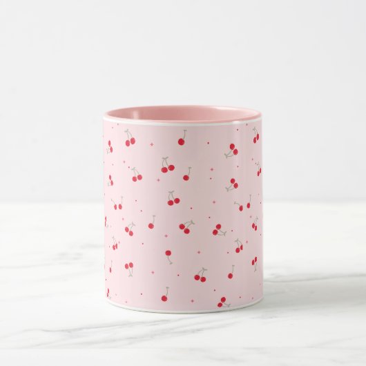 Cute Cherry Pattern | Pink Aesthetic Seamless Mok (Midden)