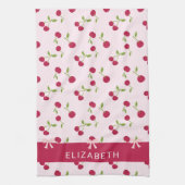Cute Cherry Print Pattern Coquette Pink Custom Theedoek (Verticaal)