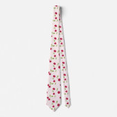 Cute Cherry Print Pattern Coquette Pink Monogram Stropdas (Voorkant)