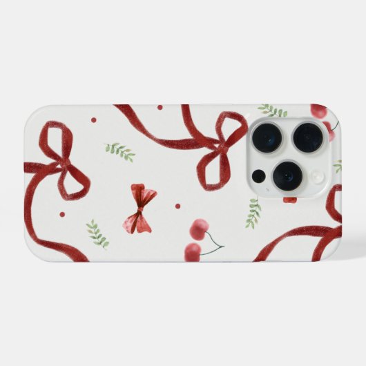 Cute Cherry & Red Ribbon Pattern Phone Case (Verso Horizontal)