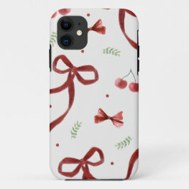 Cute Cherry & Red Ribbon Pattern Phone Case