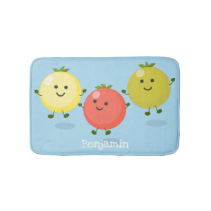Cute cherry tomaten cartoon illustratie badmat