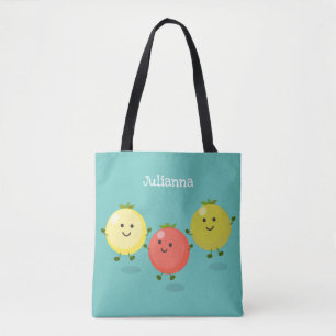 Cute cherry tomaten cartoon illustratie draagtas