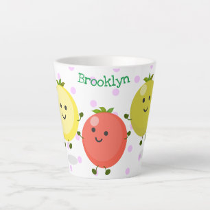 Cute cherry tomaten cartoon illustratie latte mok