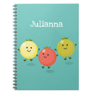 Cute cherry tomaten cartoon illustratie notitieboek