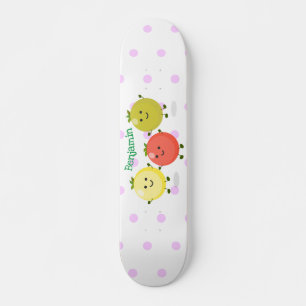 Cute cherry tomaten cartoon illustratie skateboard