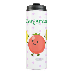 Cute cherry tomaten cartoon illustratie thermosbeker