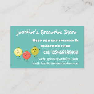 Cute cherry tomaten cartoon illustratie visitekaartje